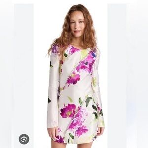 Aje white silk floral mini dress US4